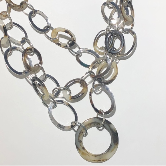 3 Row Long Tortoise Shell Necklace Earrings Set - Picture 3 of 3